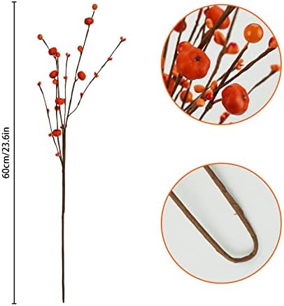 6Pcs Artificial Berry Stems 24" with Fall Flowers,Home Decor Autumn