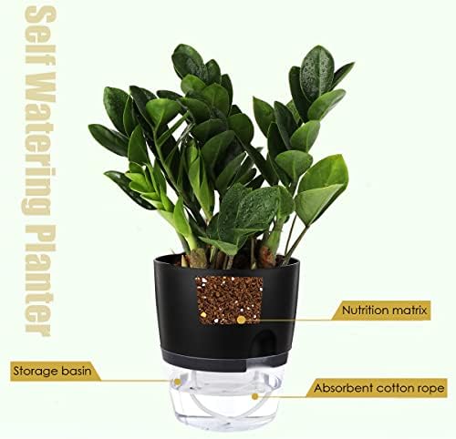 Vanavazon 6 Inch Self Watering Pots for Indoor Plants African Violet Pots