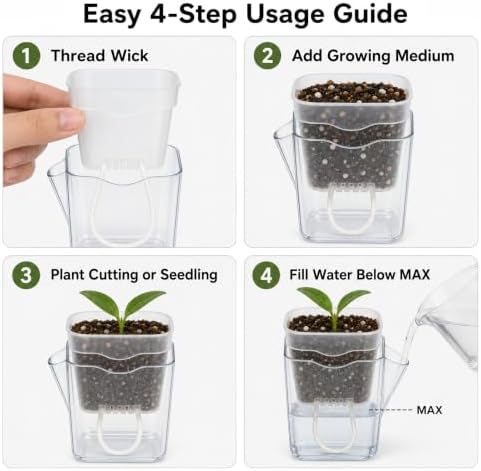 12 Pack 2.5 Inch Clear Self Watering Pots for Indoor Plants