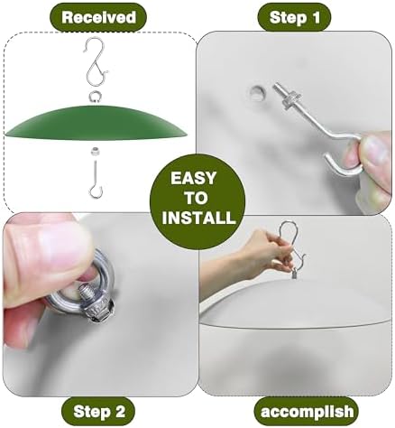 13" Bird Feeder Rain Cover,Bird House Dome,Hummingbird Feeder Guard, Proof for Shepherd's Hook Outdoors,Smart Birds Feeder's Umbrella(Green), 3Pack