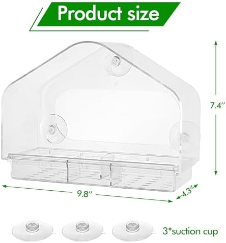 MEWTOGO Outdoor Window Bird Feeder for Cats Viewing, Large