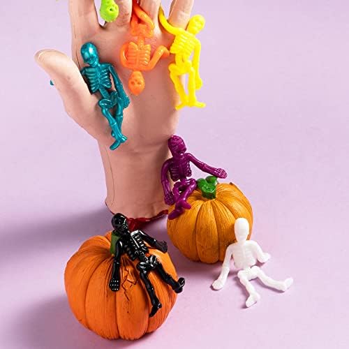 JOYIN 48 PCS Halloween Stretchy Skeletons, Halloween Sticky Hand Toys Bulk for Halloween Party Favor Goodie Bag Fillers, Kids Student School Classroom Carnival Game Prizes