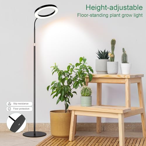 LBW 10.2" Halo Grow Light with Stand, 68" Tall Full Spectrum Growing Lamp