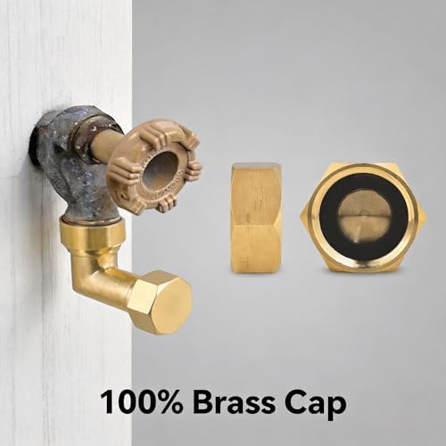 VANCOCO Garden Hose Cap, 3/4" Brass Outdoor Faucet Caps 4-Pack, Rust-Proof Female Fitting Hose Caps with Washers for Garden Hose Splitter, Outdoor Spigot