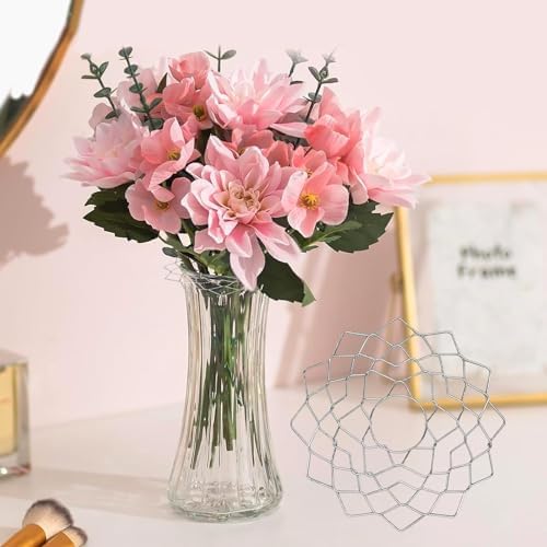 Flower Frog Grid Bouquet Stem Holder for Vase Artificial Flowers Arrangement,5 Inch Flower Arranging Floral Frogs Kenzan Lid with Clips for Ikebana Floristry Supplies Accessories(3pcs)