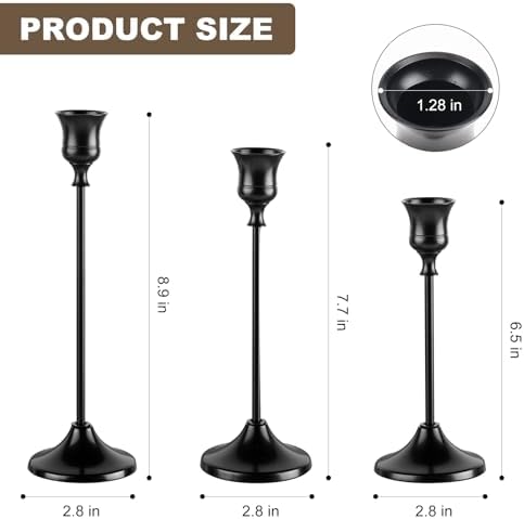 Candlestick Holders, 6PCS Metal Taper Candle Holder, Black Candle Holders for Candlesticks, Candle Holder for Wedding Fireplace Mantel Housewarming Gift