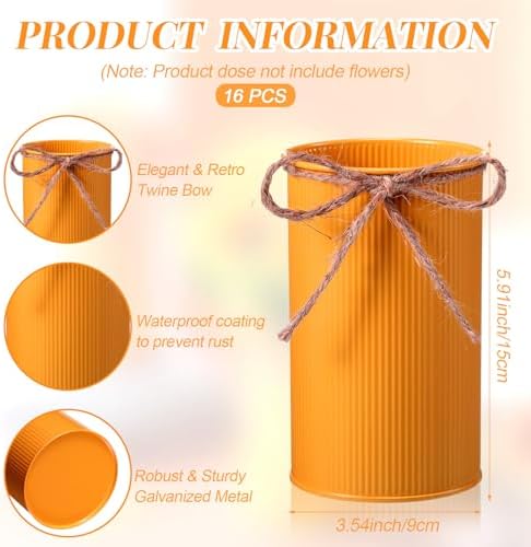 5.91 Inch Rustic Vase Wedding Table Centerpieces,Yellow, Orange,16 Pcs