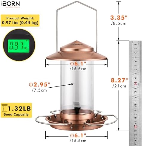Bird feeders for Outdoors Metal Chew Resistant Copper-Plating, 1PK