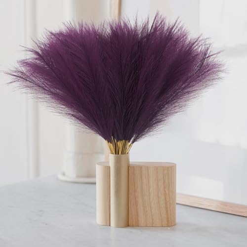 obbsie 50PCS Purple Faux Pampas Grass Decor, 21.6" Fluffy Vase Filler