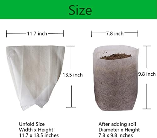 gardtree 2 Gallon 50PCS 11.7×13.5 Inch Breathable Plant Grow Bags - Non-Woven Plant Nursery Bags for Seed Starting, Indoor/Outdoor Vegetable, Herbs, Flower Easy Transplant, Space Saving