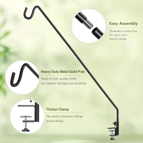 MIXXIDEA 2 Pack Heavy Duty Extensible Adjustable Deck Hooks for Hanging Bird Feeders, Plants, Suet Baskets, Wind Chimes, Lanterns