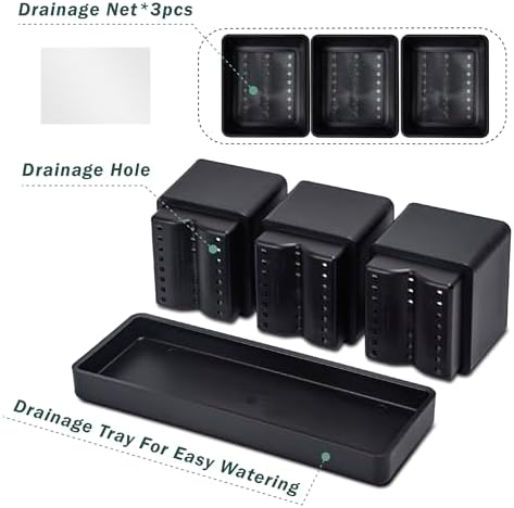 D'vine Dev 2-Pack Plastic Herb Garden Planter Set, Black, 76-V-B-2