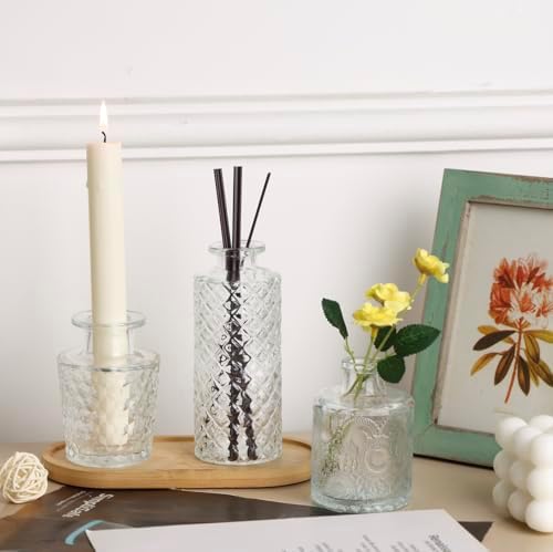 Fixwal 18 Pack Small Bud Vases for Centerpieces, Clear Vases for Flowers