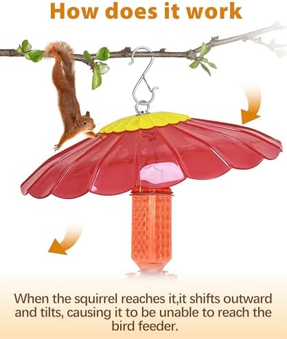 13.5-Inch Hummingbird Feeder Shade Dome Cover,Bird Feeder Rain Cover & Squirrel Shield, Weather Guard with Hanging Bird Feeders,Squirrel Proof for Shepherd's Hook Outdoors(Clear Red) 2 Pack