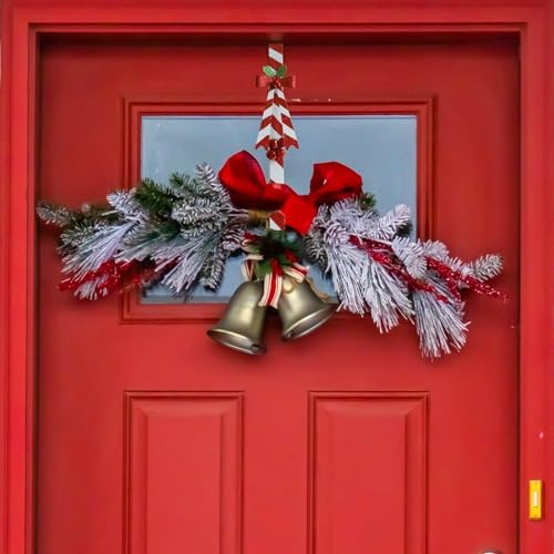 2-Pack Metal Candy Cane Christmas Wreath Hangers for Front Door