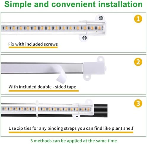 RWNTAO 13 Inches LED Grow Light Strips for Plant Shelf, 3500K Full Spectrum Plant Growing Lights for Indoor Plants, 144 LEDs Planting Lamp with 10 Dimmable Levels and 3/9/12H Timer, 3 Head