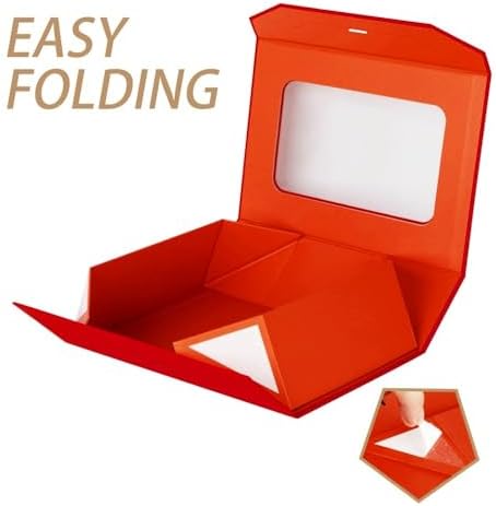 Extra Large Red Gift Box for Presents with Ribbon 19x16x6 Inches Clear Gift Box with Window Magnetic Closure Gift Boxes with Lids