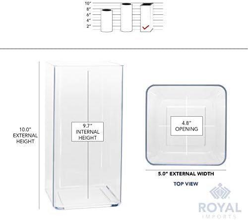 Royal Imports Flower Vase Acrylic Tall Rectangle - Decorative Centerpiece for Home or Wedding - Non Breakable Plastic, 5" X10 - Clear (Pack of 2)