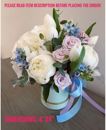 UNIKPACKAGING Set of 6 pcs, Small Round Shaped Flower Gift Boxes, 4" dia. x 4" inch, for Unique Flower and Gift Arrangements, Partry Favors (ALL White)