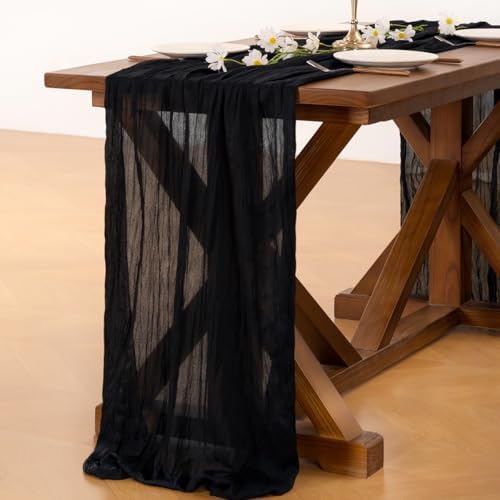 Black Table Runner Halloween Fall Cheesecloth Wedding Birthday Party Decor