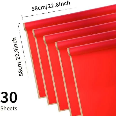 30 Sheets Red Gold Edge Flower Bouquet Wrapping Paper，Florist Supplies Fully Water-Resistant Floral Bouquet Wrapping Paper Bouquet Accessorie，Flower Shop Packaging Pape for DIY Gift Wedding Birthday