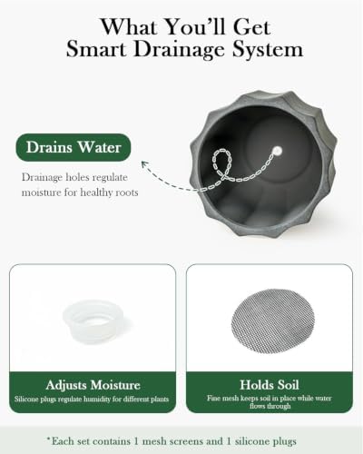 10 Inch Ceramic Plant Pot for Indoor Plants with Drainage Hole