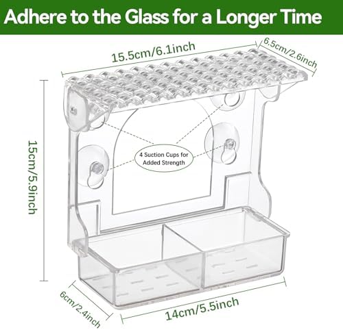 2PCSchunhai Clear Bird Feeder for Window