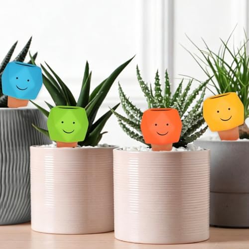 4 Pack Terracotta Self Watering Spikes, Automatic Plant Waterer Devices