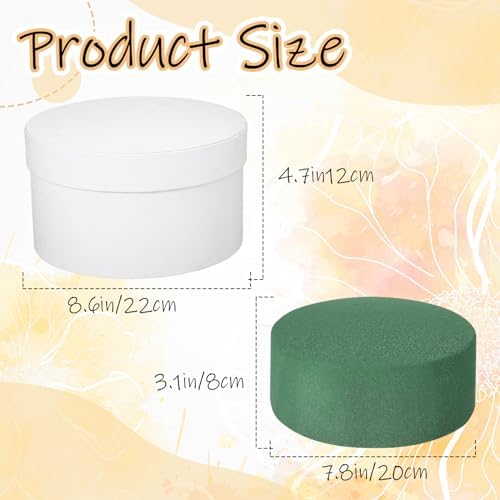 Nuenen Round Gift Boxes with Lids Floral Foam Set for Arrangements, White