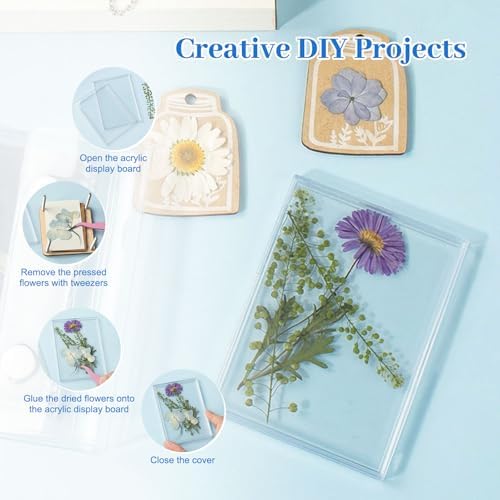 YPJXBEST Mini Flower Press Kit,2.55"x2.55" Portable Pocket Flower Press DIY Botanical Crafts Mini Plant Preservation Kit for Hiking & Nature Journaling Arts and Crafts Lovers,Plant Lover Gifts