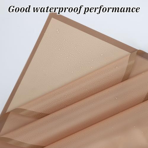 Rumvan Flower Wrapping Paper, 20 Sheets, Waterproof, Floral Bouquet Design, for Wedding, Birthday Gift, DIY Florist Supplies (Translucent white) (coffee colour, 20 Sheets)