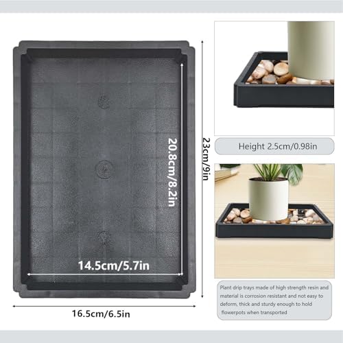 1PC Plant Saucer Tray 9 Inch, Rectangular Resin Drip Catcher