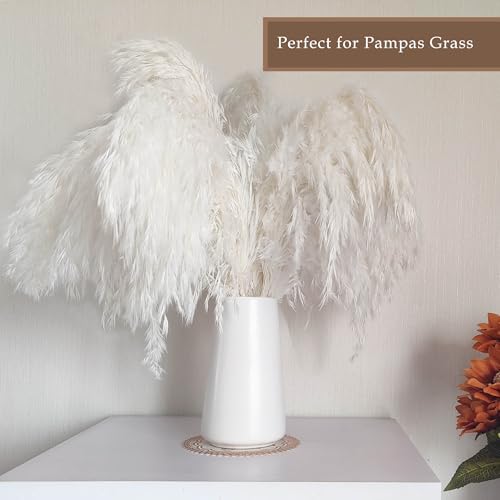 Simple Boho Ceramic Flower Vase for Home Decor (Bright White,Small)