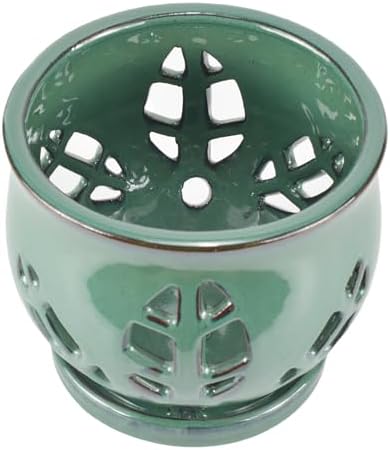 W&W Orchid Pot with Holes and Saucer for Repotting, Green, 6.5"