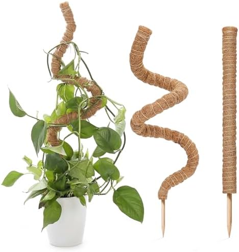 Bendable Moss Pole for Monstera – 2 Pack, 28 Inch Coco Coir Plant Support for Climbing Plants, Philodendron & Pothos, Flexible Aluminum Core for Indoor Plants with Plant Ties