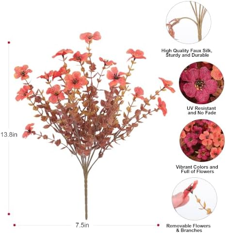 Artificial Fake Fall Flowers Mums Plants for Outdoors Outside Decoration