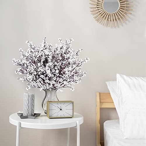 Sggvecsy 10 Pcs Babys Breath Artificial Flowers Gypsophila Bouquets Bulk Real Touch Fake Silk Flowers for Home Wedding DIY Floral Arrangement Kitchen Table Centerpiece Festival Decoration (White)