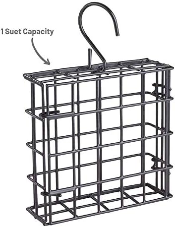 More Birds Suet Cage Bird Feeder, Fruit and Suet Feeder, Single Cake Capacity ,Black