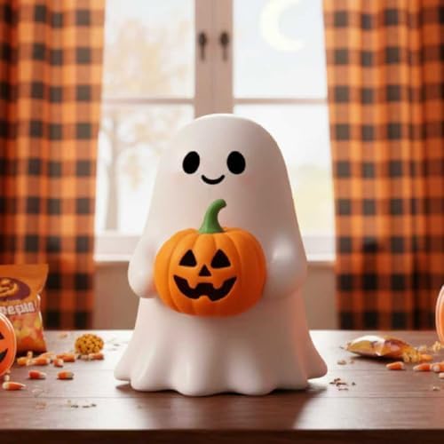 Halloween Ghost Figurine Funny Pumpkin Ghost Statue Ghost Decoration Holding for Gift Props Tabletop Home Decor Best Gifts for Anniversary Weddings