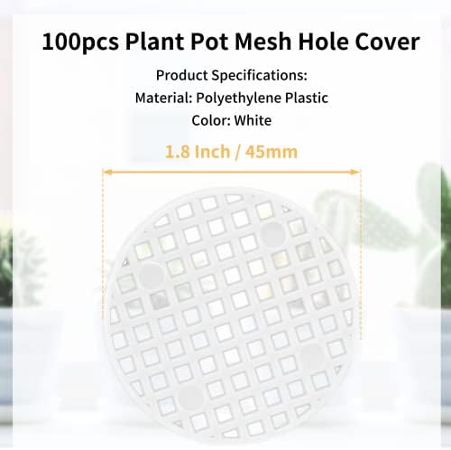 Bivethoi Plant Pot Mesh Hole Cover, 1.8" / 45mm, White, 100pcs