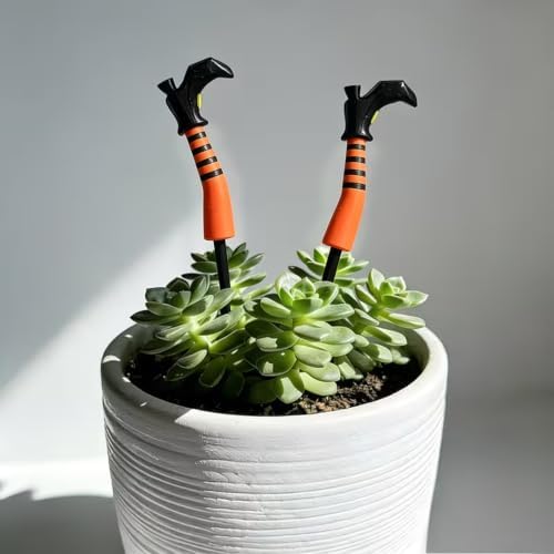 Gothic Witch Legs Plant Stakes, 3D Printed Plastic Garden Decor 2Pcs, Green