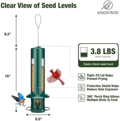 Kingsyard Squirrel Proof Hanging Bird Feeder for Outdoors