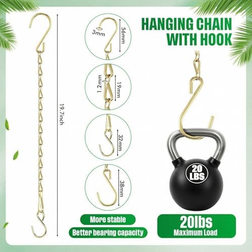 EBOOT 2 Pcs Hanging Chain for Bird Feeders Planters,19.7 Inch,Gold