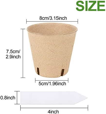 HXSEMAYIG 100PCS Peat Pots, 3.15Inch Seed Starting Pots with Drainage Holes Round Nursery Pot, Garden Germination Nursery Pot Bonus 20 Plant Labels