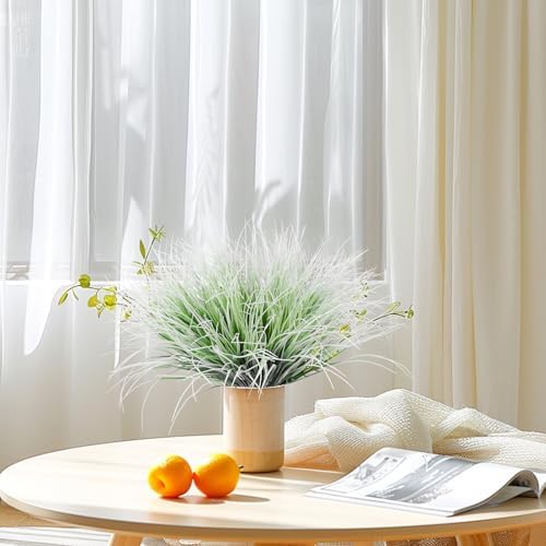 RECUTMS Artificial Grass for Outdoor Planters White Outdoor Greenery Stem
