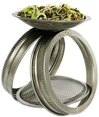 Sprouting Kit - 2 Pack - 316 Stainless Steel Wide Mouth | Curved Mesh, Fits Most Wide Mouth Mason Jars Grow Your Own