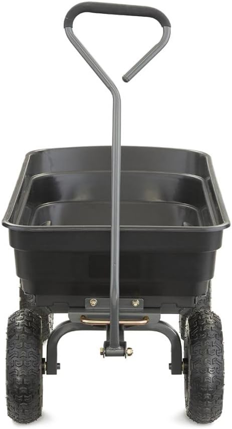 Gorilla Carts Heavy-Duty Poly Garden Dump Cart, 4 Cu Ft, 600 lb Capacity | Pneumatic Tires, Patented quick-release