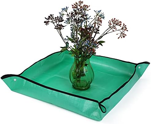 RESTCLOUD Indoor Plant Repotting Mat Potting Tray, Poo Poo Platter for Butterfly Cage, 19.6 x 19.6 Inches, Green, Set of 2 (26 x 26 Inches Set of 2)