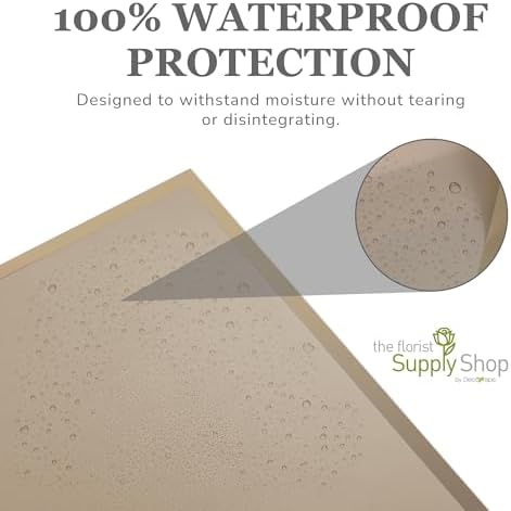 the florist Supply 20 Sheets Premium Flower Wrapping Paper | Waterproof Flower Wrapping Paper for Bouquets | Double Sided Floral Bouquet Sheets | DIY Gifts Borderline Khaki/Bronze