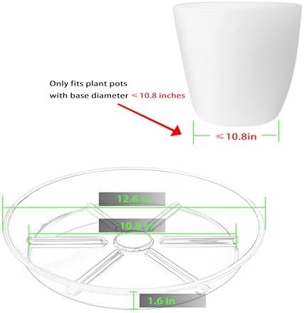 Plant Saucer Pot Tray 12 inch, 2 Packs Clear Flower Planter Saucers and Drip Trays for Pots Planter, Heavy Duty Plant Dish Pant Plate to Catch Water for Indoor & Outdoor